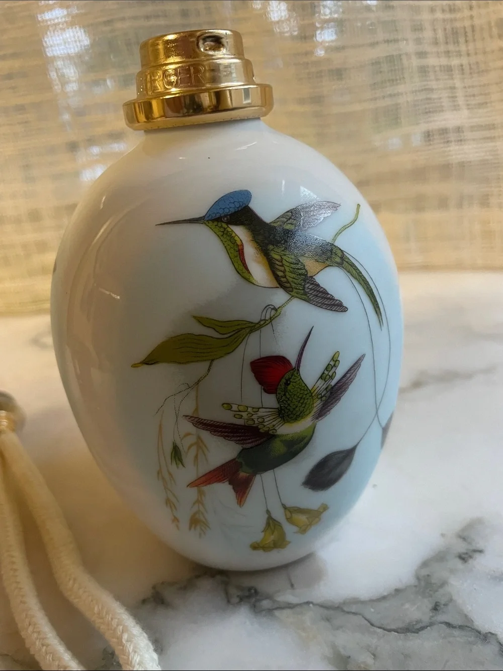 a vintage Lampe Berger Limoges Porcelain Hummingbird Fragrance Lamp